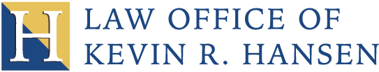 Imagen del logotipo con un favicon en forma de "H" y la frase "Law Office of Kevin R. Hansen", que representa una amplia gama de casos de litigios por lesiones personales.