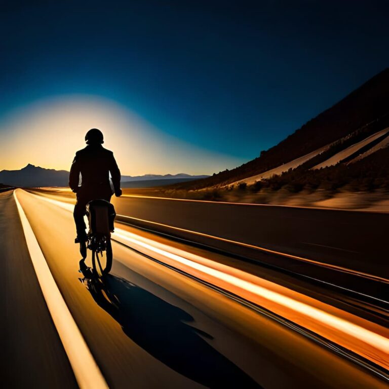 E-Bike cyclist riding into the Nevada desert sunset, symbolizing the E-Bike accident cases handled by Las Vegas lawyer Kevin R. Hansen