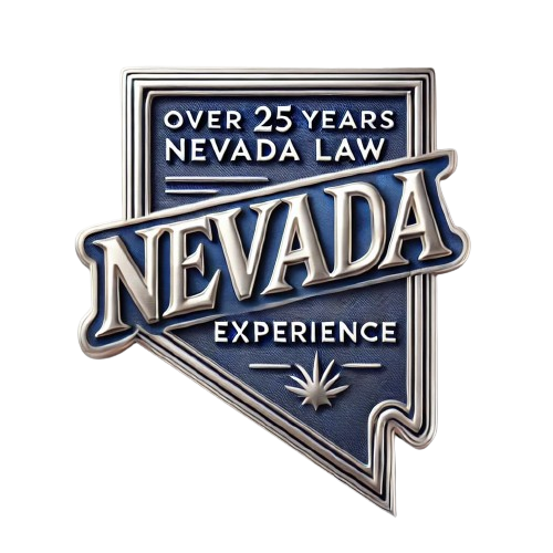 Silvery embossed image icon of nevada with Nevada 25 years experience.