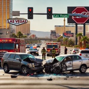 Image from Law Office of Kevin R. Hansen depicting a head on collision on the Las Vegas Strip