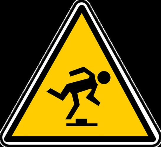 Icon sign of a man tripping over an obstacle, symbolizing the slip and fall accident cases expertly handled by Kevin R. Hansen, Las Vegas Personal Injury Lawyer